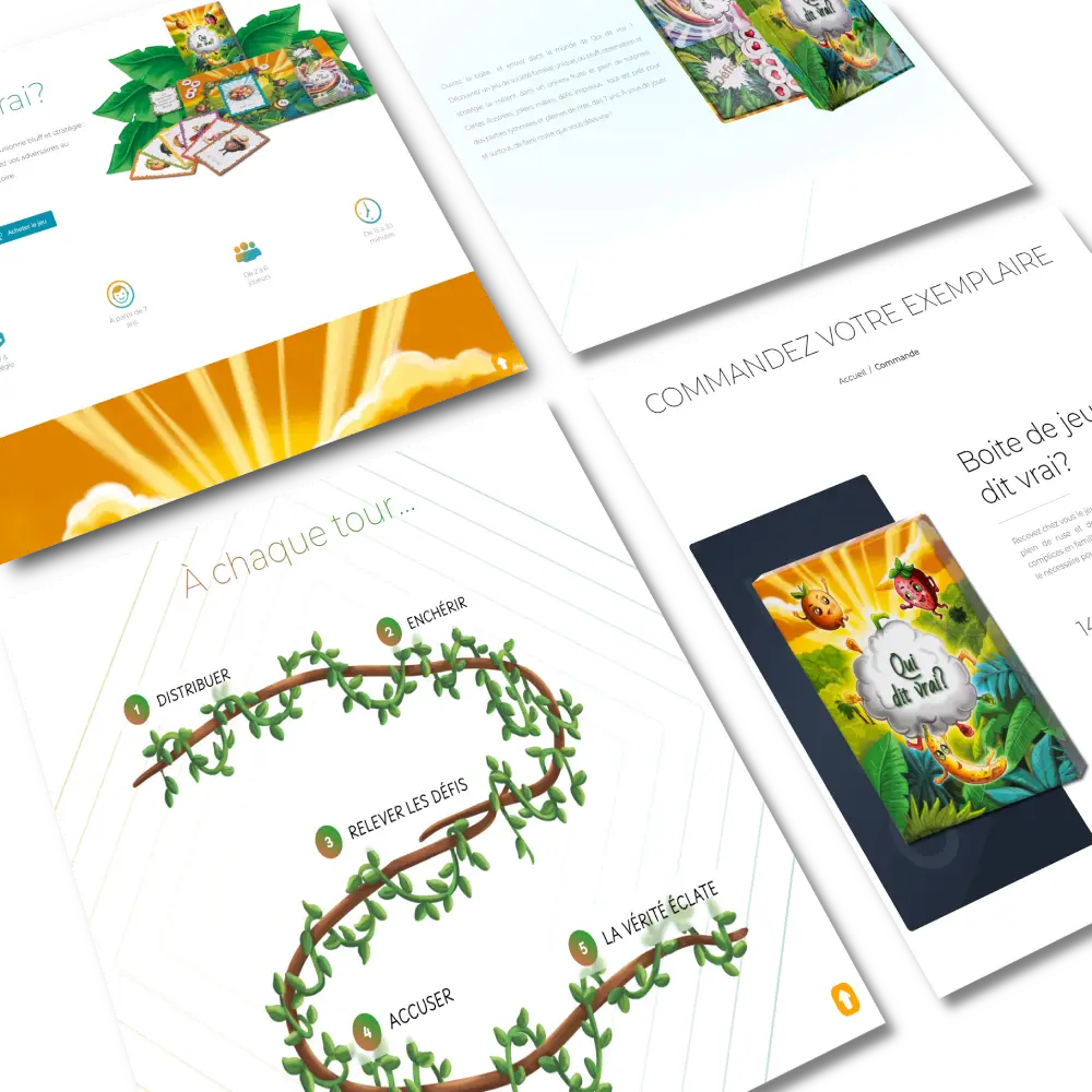 Mockup du projet Qui dit vrai? - E-commerce sur-mesure réalisé par Micha Megret développeur web freelance