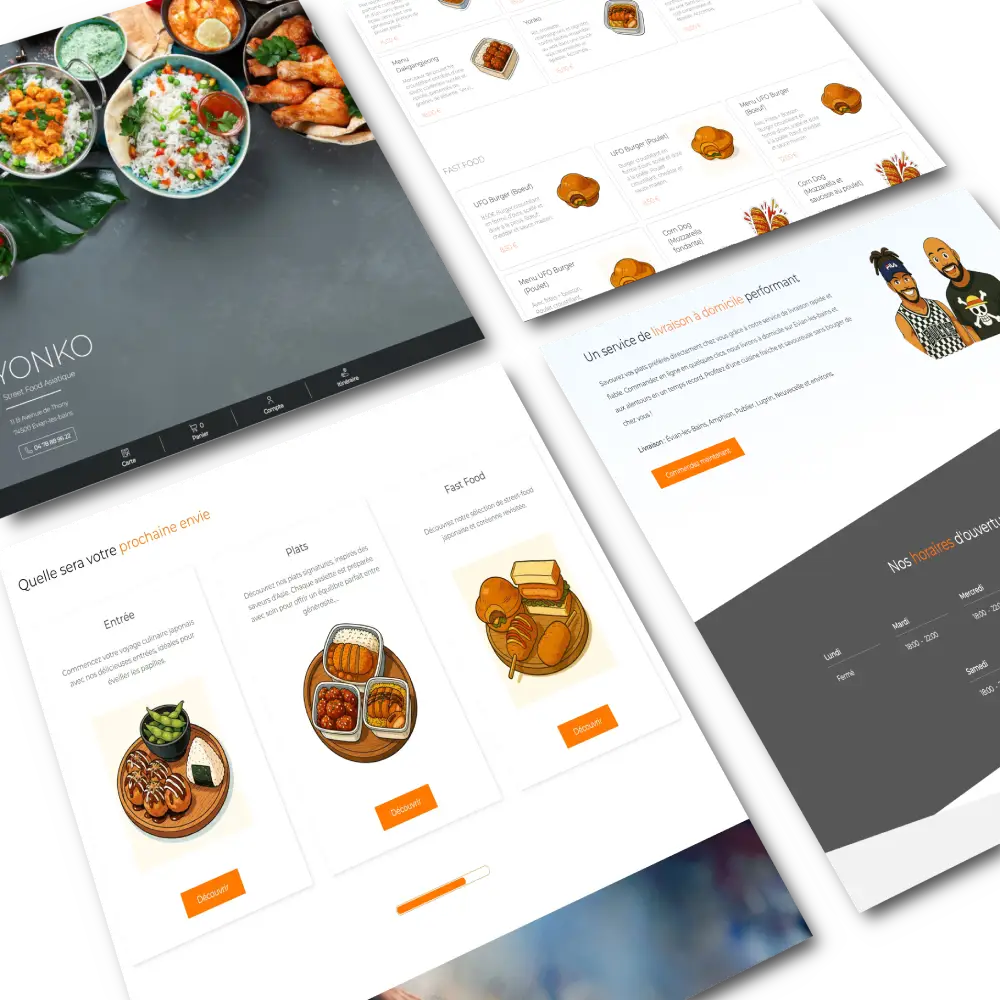 Mockup du projet Yonko Street Food - Site de réservation sur-mesure réalisé par Micha Megret développeur web freelance